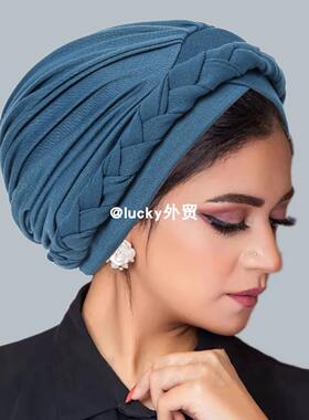 前额交叉辫子帽马来西亚头巾帽套头帽帽子turban wowen