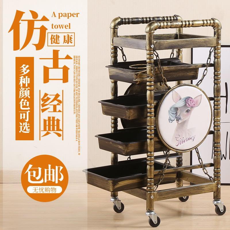 复古美发车美容小推车理发店烫染工具车发廊专用推车杠车新款欧式