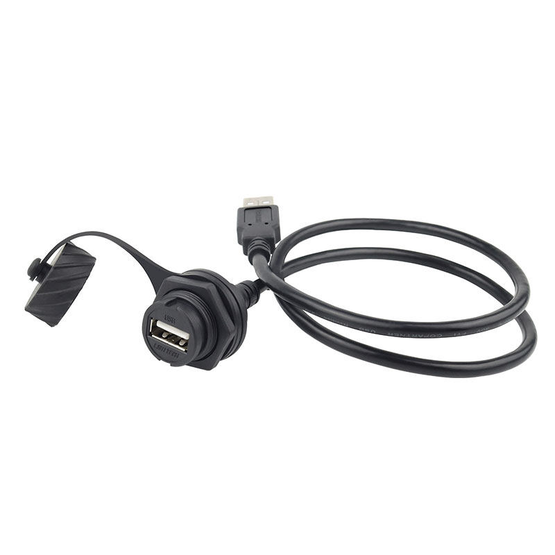 龙仕USB3.0防水接头公对母航空插头延长线0.3/0.5/1/1.5/2/3/4米