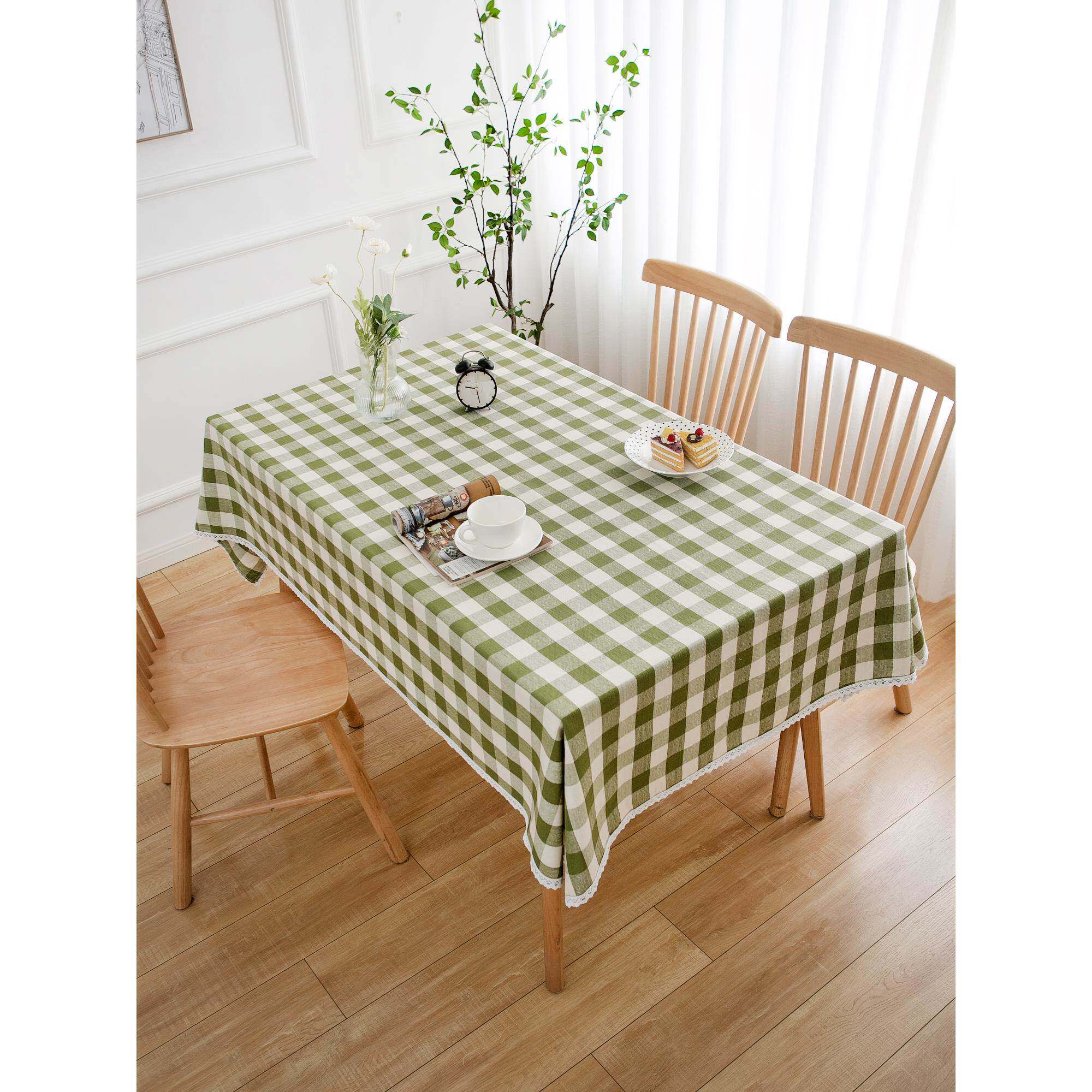 田园风棉麻防水格子餐桌布小格台布茶几背景装饰布北欧小清新盖巾