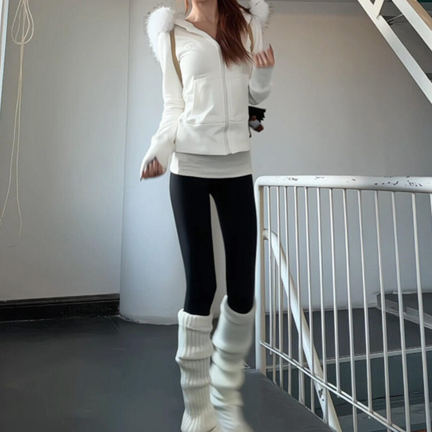 毛领加绒外套女装冬季加厚卫衣