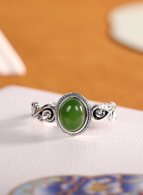 925银戒指空托diy绿松石戒托蜜蜡