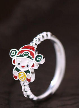 新款珐琅小福星戒指女士款国风小