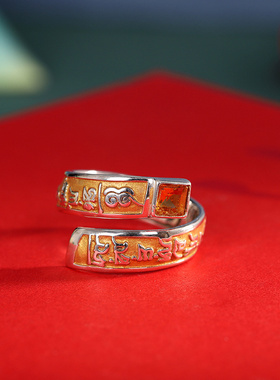 新品新款复古六字真言戒指时尚个