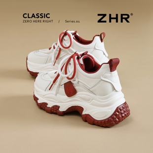 ZHR则则小白鞋女2026春季新款厚底增高老爹鞋轻便软底休闲运动鞋