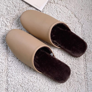 轻奢高级手工羊皮保暖棉拖鞋冬季男女情侣居家用地板防滑软底真皮