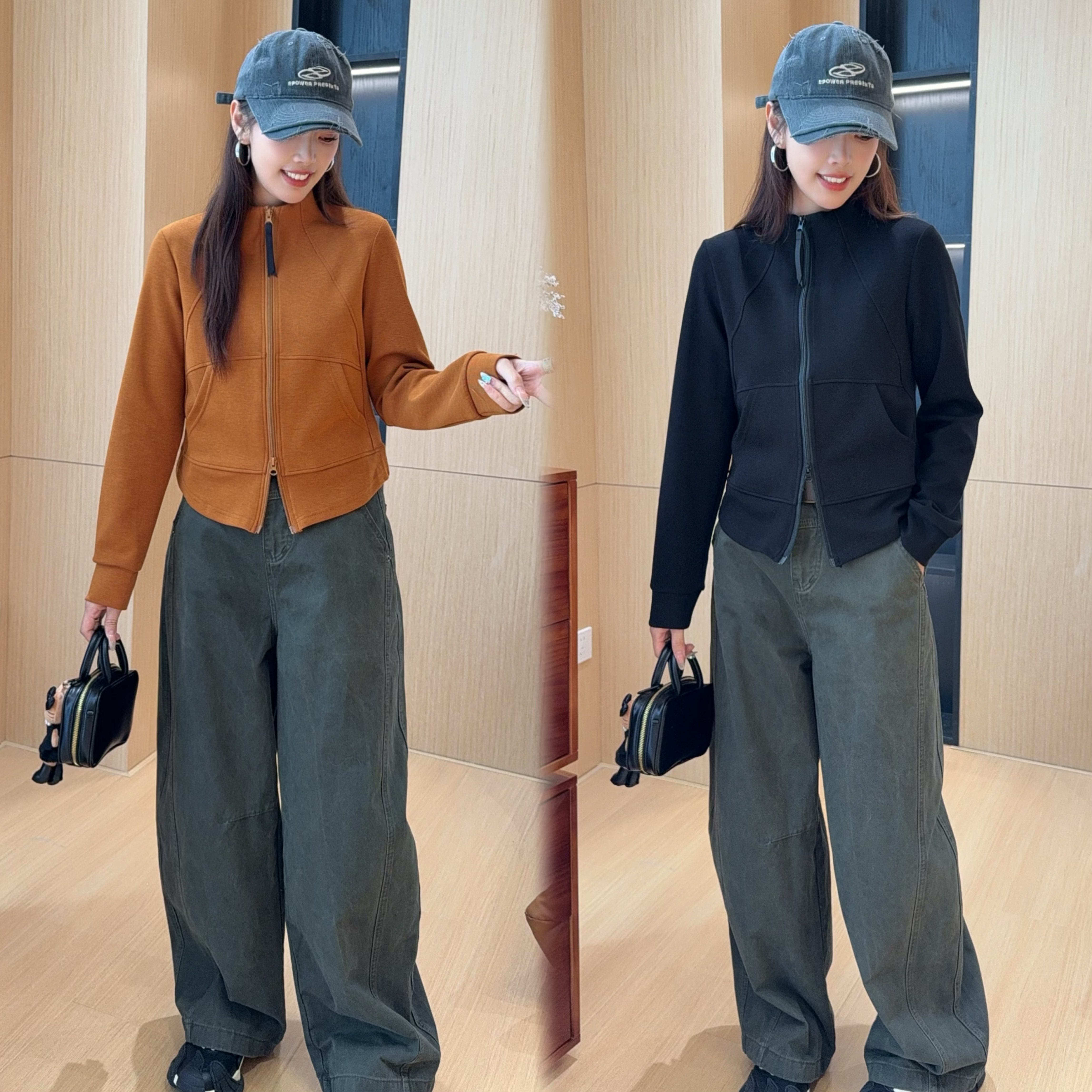 二姐的宝藏立体裁剪拉链卫衣秋季软壳无帽拉链外套卫衣立领#25354