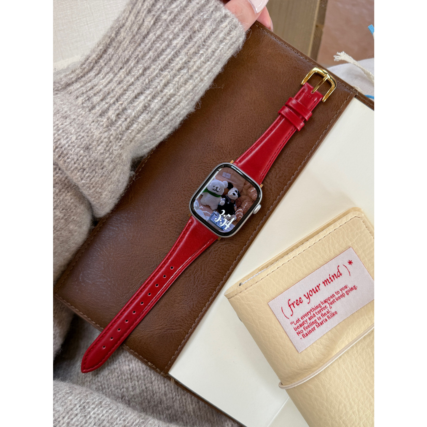 韩系复古修身油蜡真皮iwatch表带