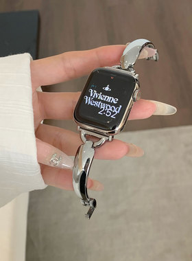 AWin简约气质手镯式金属表带适用苹果手表applewatch891011星光色