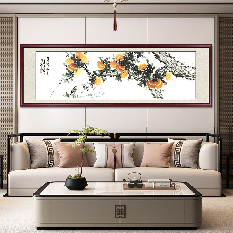 事事如意手绘国画新中式客厅挂画