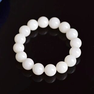 天然白贝壳玉化手串文玩七宝佛珠佩珠多规格大珠子深海精品手链