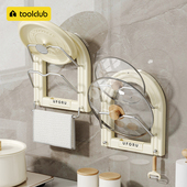 厨房锅盖架壁挂式 免打孔菜板置物架多功能砧板毛巾收纳层架沥水架