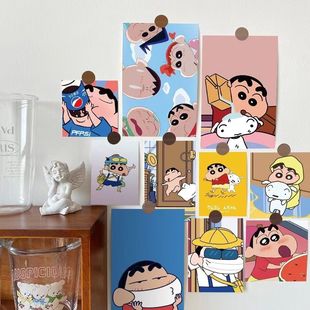 30张蜡笔小新卡片ins风可爱搞怪小新明信片留言卡房间宿舍DIY墙贴