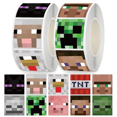 500贴我的世界方块卷卷贴趣味抽象搞笑手账素材diy装饰贴画封口贴