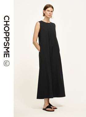 巧珀思｜精纺柔软真丝羊毛，加长背心裙，后开叉无袖连衣裙 12399