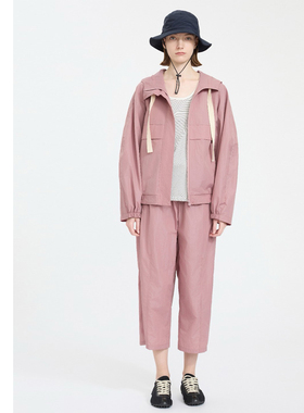 巧珀思｜16765/23372轻薄透气尼龙套装连帽拉链夹克抽绳八分裤