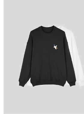 巧珀思｜20560刺绣小精灵天使柔软毛圈纯棉宽松圆领长袖套头卫衣