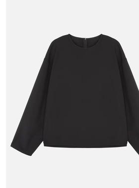 巧珀思｜极简加绒精纺圆领衬衫休闲百搭亲肤绒面长袖上衣15184