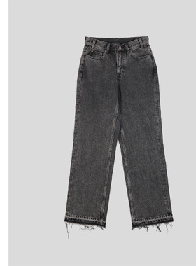 巧珀思｜ 20551日本纯棉薄款毛须边折痕宽松休闲百搭直筒牛仔裤