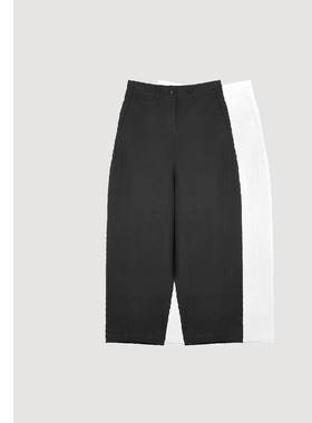 巧珀思｜粗斜纹涤棉立裁微弧形微弹牛仔裤高腰休闲裤长裤23830