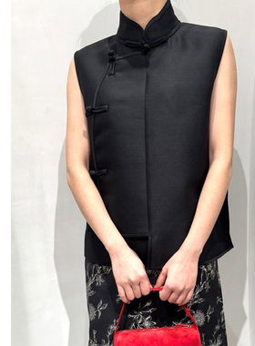 巧珀思｜15439超重磅丝羊毛手工盘扣斜襟新中式小立领宽松短马甲