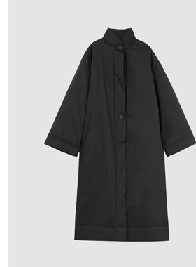 巧珀思｜20381轻便保暖新雪丽内夹棉立裁茧形廓形宽松长外套