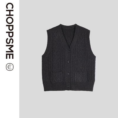 羊毛松软立体绞花针织马甲背心