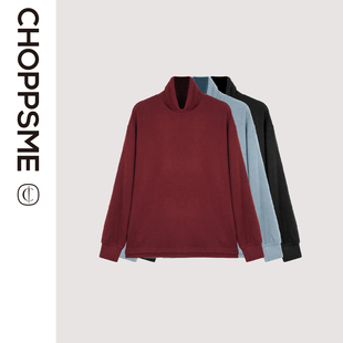 巧珀思｜22786柔软弹力高领前短后长侧开叉宽松上衣卫衣绒衫