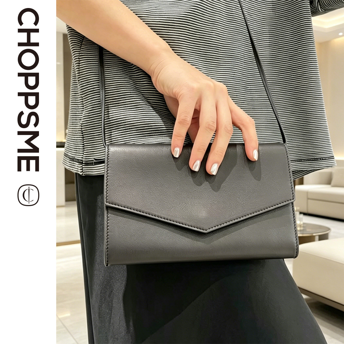 巧珀思｜14972柔软胎牛皮信封包 内里羊皮 可调节肩带单肩手机包