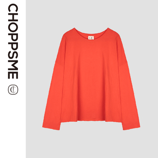 巧珀思｜26583早春巨显白橘色新疆长绒棉宽松慵懒柔软云游长袖T恤