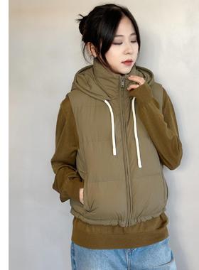 巧珀思｜16093时尚哑光立领连帽羽绒马甲秋冬休闲保暖马夹