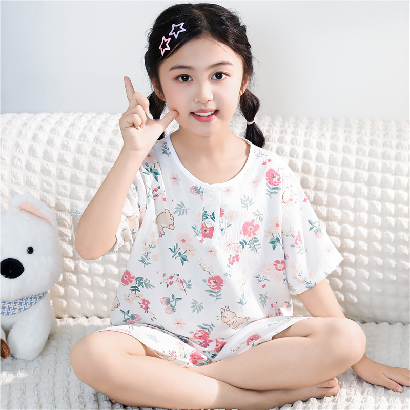 儿童睡衣夏季薄款云朵棉可爱小女孩女童中大童宝宝卡通家居服套装