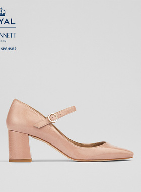 LK BENNETT【赛马会款】粉色玛丽珍单鞋2025年春新款方头6cm粗跟