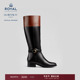 平跟长靴高筒靴 黑色真皮骑士靴女气质新款 BENNETT 赛马会款