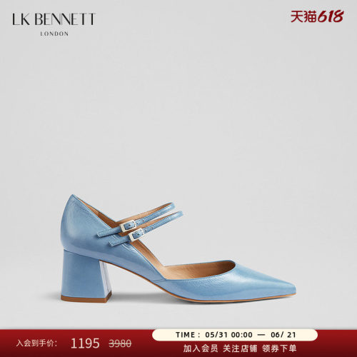 lkbennett真皮粗跟单鞋