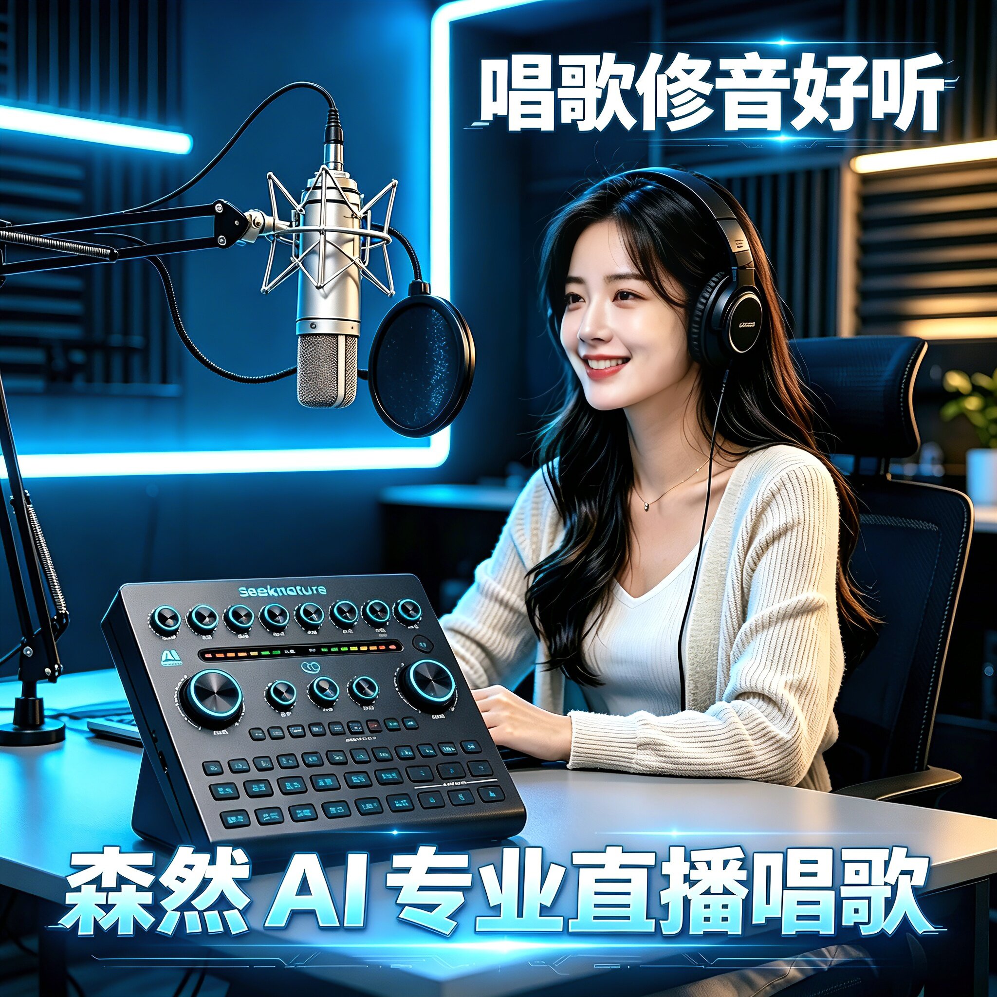 森然 Ai声卡直播唱歌专用设备全套手机电脑通用主播K歌麦克风话筒