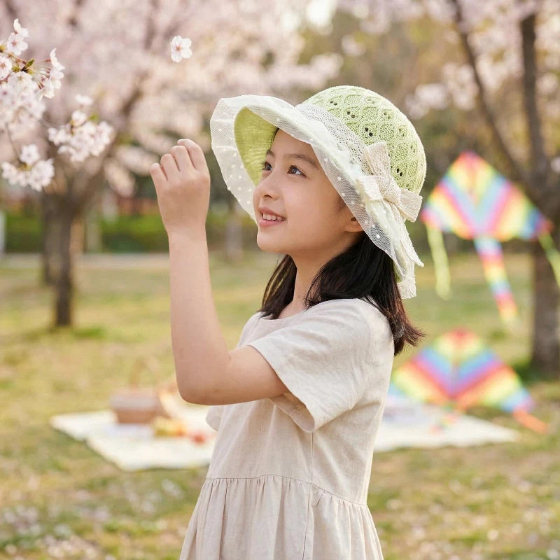 夏季儿童防晒帽子女孩草帽儿童遮阳帽宝宝公主太阳帽渔夫帽沙滩帽