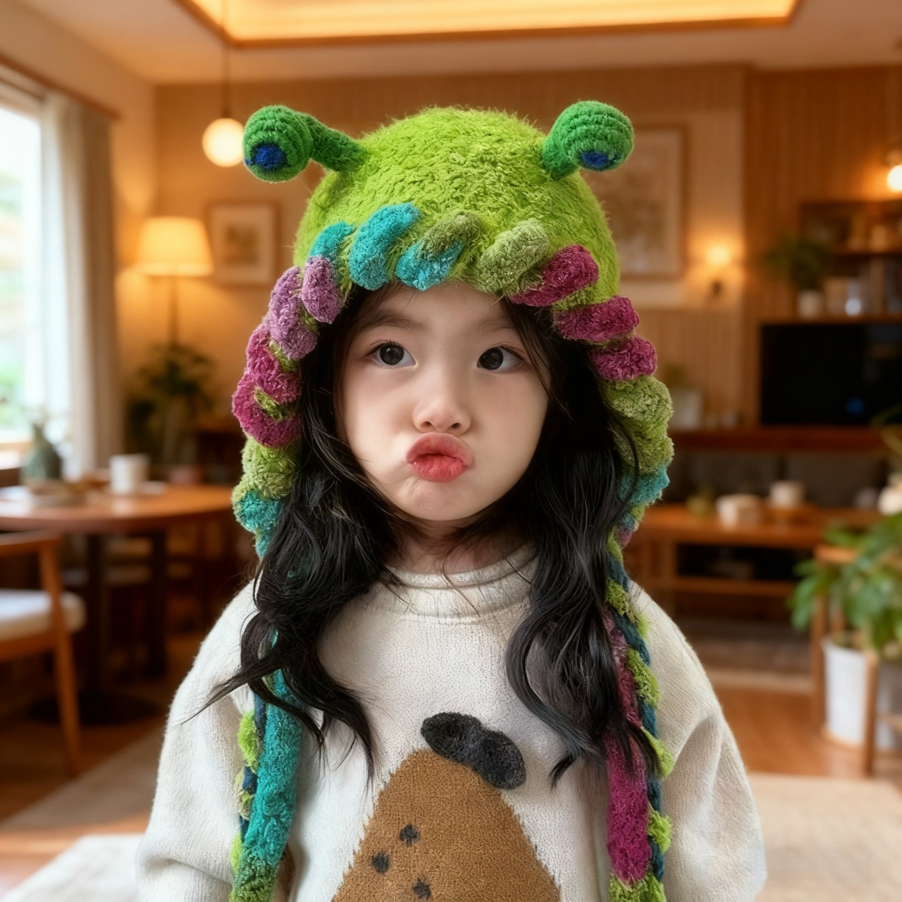 小怪兽毛茸茸帽子秋冬季加厚保暖护耳帽搞怪包头毛绒雷锋帽个性潮