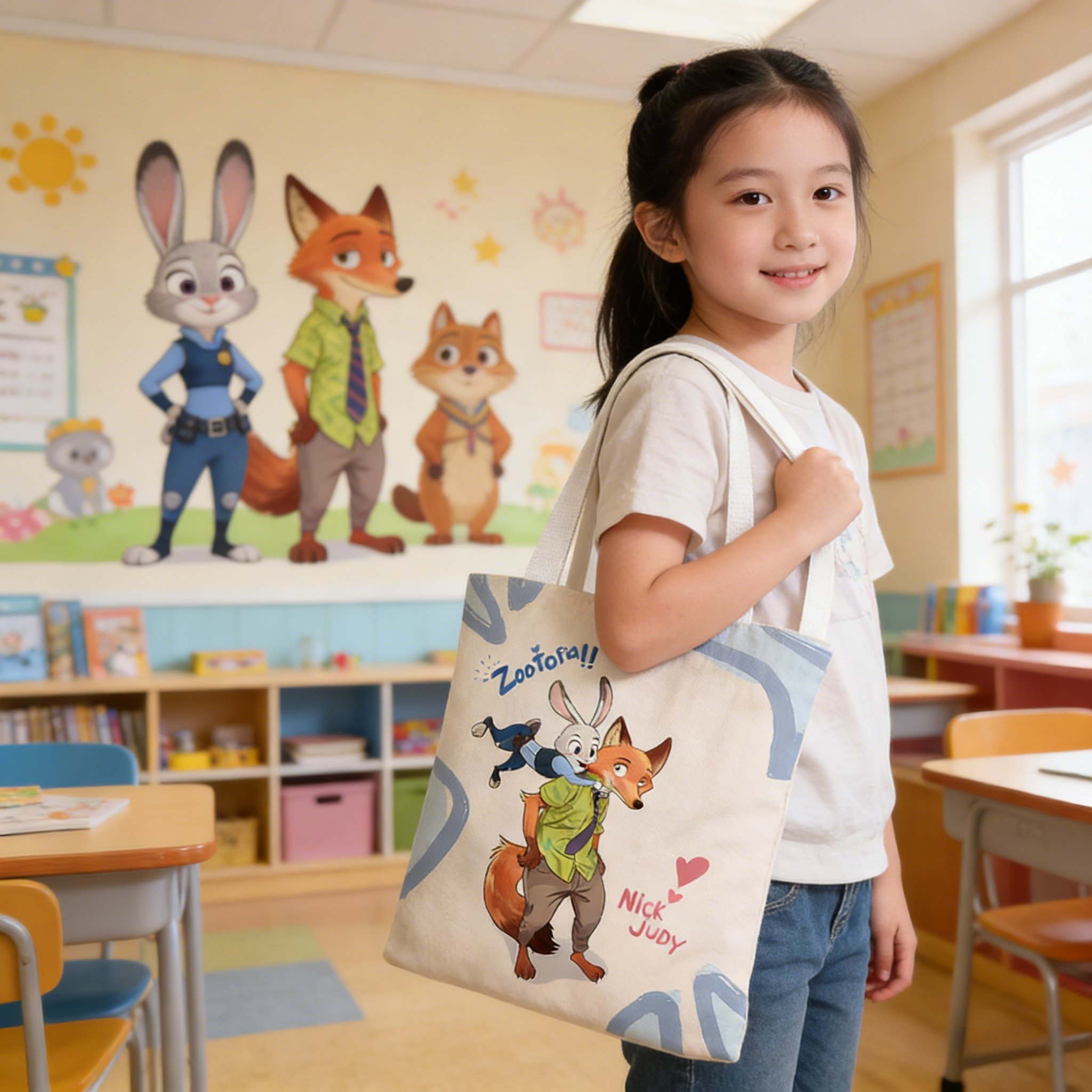 疯狂动物城儿童帆布袋单肩包初中小学生补习袋拉链上课手提包,模玩/动漫/周边/娃圈三坑/桌游,动漫背包/钱包/箱包,淘宝优惠券,粉丝福利购,淘宝优惠卷