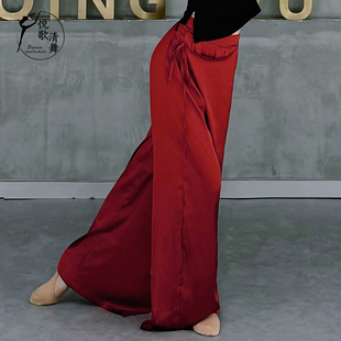 演出服飘逸舞蹈阔腿裤 现代舞裤 子中国舞练功服秋冬垂感古典舞服装