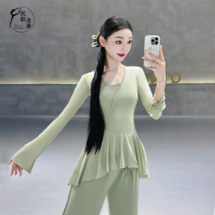 古典舞练功服中国舞纱衣长袖成人芭蕾风形体网纱舞蹈上衣女款新款