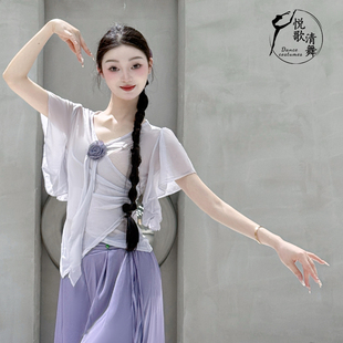 古典舞纱衣秋冬中国舞练功服飘逸演出服网纱芭蕾舞蹈上衣女款 新款