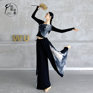 中国现代舞衣服舞蹈裤 仙气飘逸新款 宽松 子练功服女阔腿裤 古典舞裤