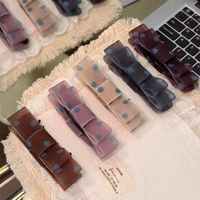 【慕奈】新款多层波点蝴蝶结香蕉夹春夏漂亮发饰氛围感扎马尾抓夹