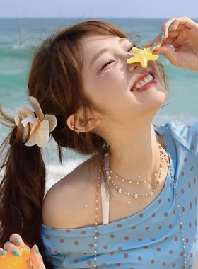 【慕奈】海边度假多层叠戴星星贝壳项链女波西米亚风choker锁骨链