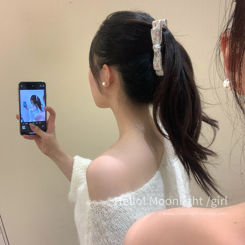 新款碎花双面蝴蝶结香蕉夹女法式氛围感发饰精致百搭抓夹发卡头饰