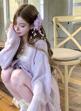 【慕奈】春意蛊然~森系紫色铃兰花朵流苏发夹超仙氛围感边夹发饰