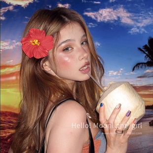 烈焰红色扶桑花发夹女度假风侧边仿真花朵发饰出游拍照鸡蛋花头饰