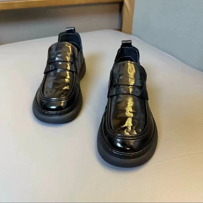 88021春季新款纯皮商务休闲一脚蹬舒适圆头时尚百搭软底皮鞋男