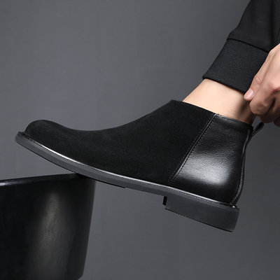 休闲百搭实心橡胶马丁靴翻毛牛皮